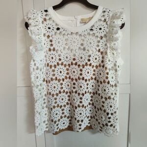 Michael Kors Medallion Lace Top W/ Under-Tank Size Large New With Tags *Smudge